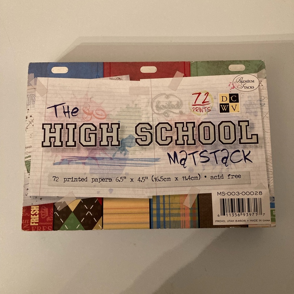 DCWV The High School Mat Stack NWOT Foiled Scrapbooking Paper